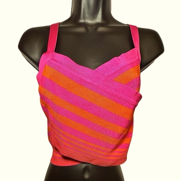🔴$1SALE$ EUC Bebe wrapped knit crop top Medium - Picture 1 of 9